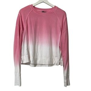 Sweaty Betty After Class Crop Sweatshirt Pink and White Ombre